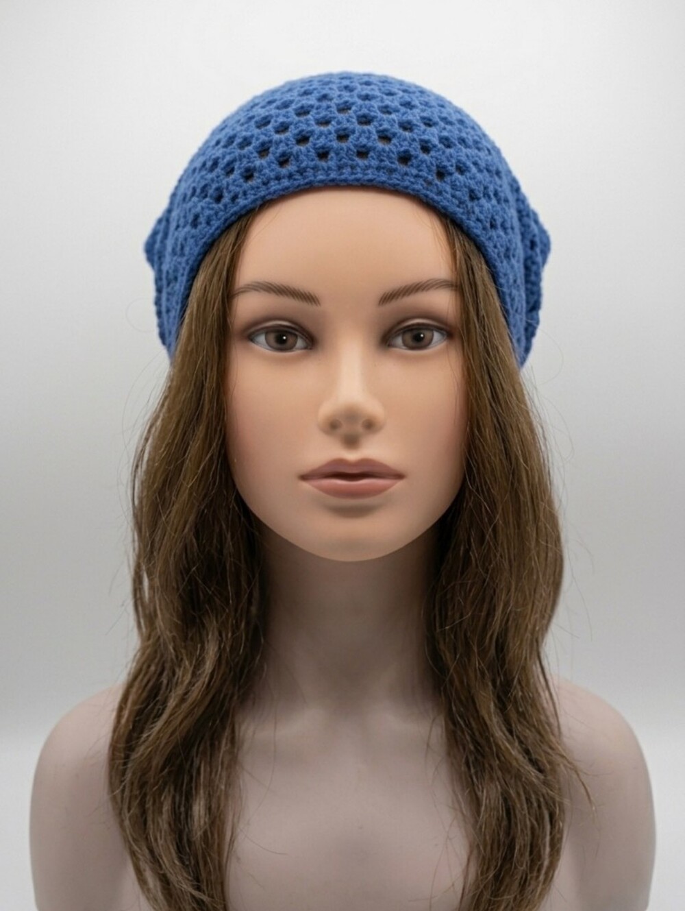 Navy Blue Crochet Bandana Headscarf for Women Handmade